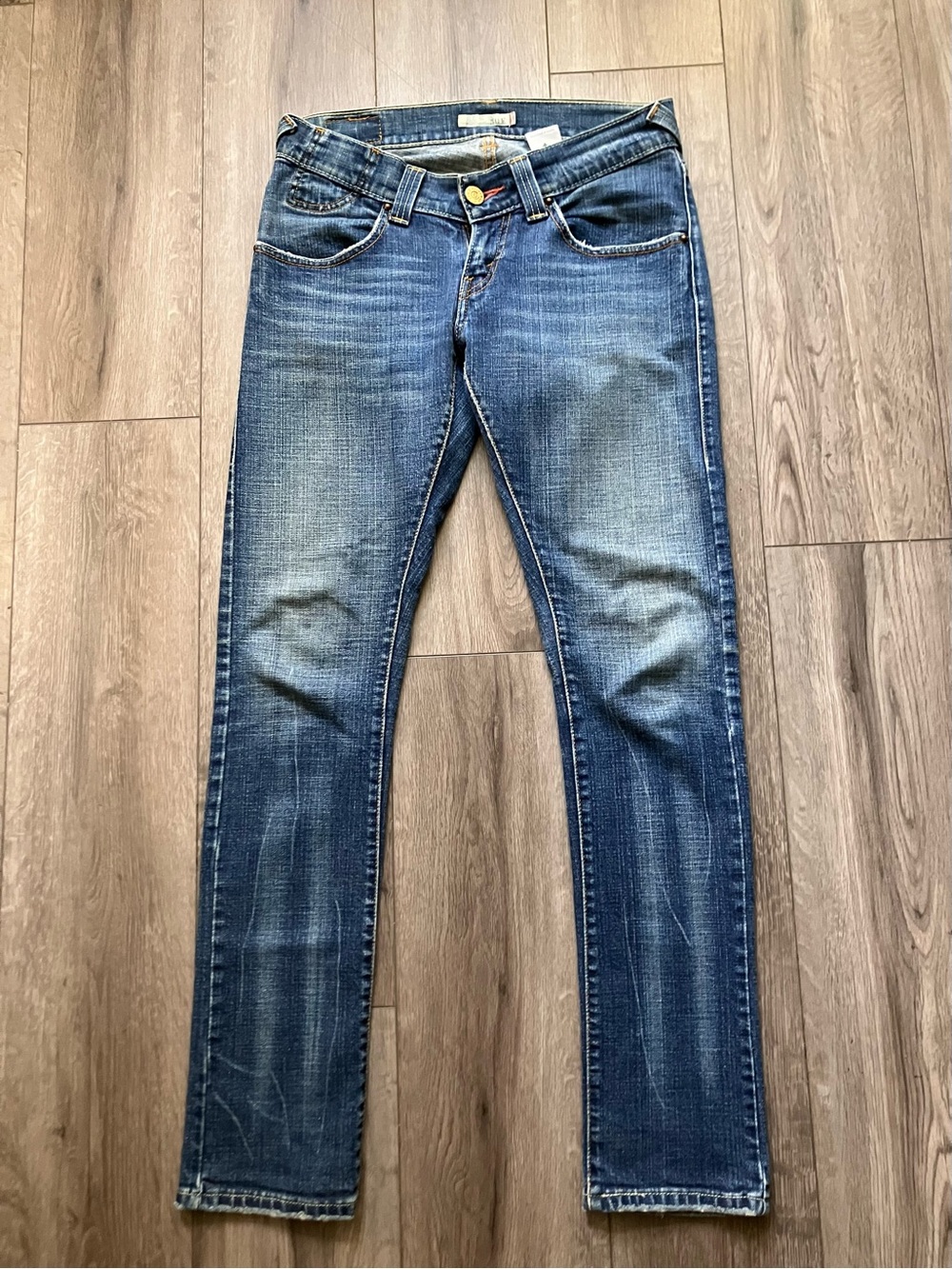 Levi's 504 Slouch Skinny Jeans Medium Blue Wash Low Rise Stretch Women 7M Denim